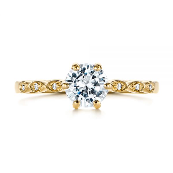 18k Yellow Gold 18k Yellow Gold Marquise Shaped Classic Diamond Engagement Ring - Top View - 105182
