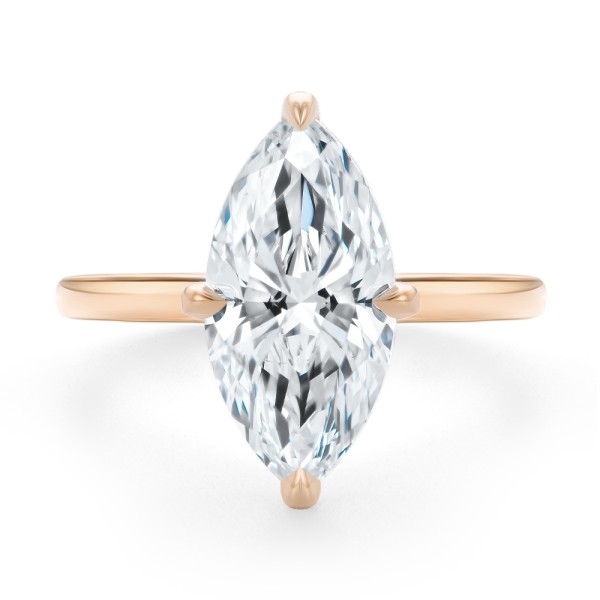 14k Rose Gold 14k Rose Gold Marquise And Hidden Halo Diamond Engagement Ring - Top View -  108245 - Thumbnail