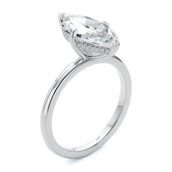 Marquise and Hidden Halo Diamond Engagement Ring - Image