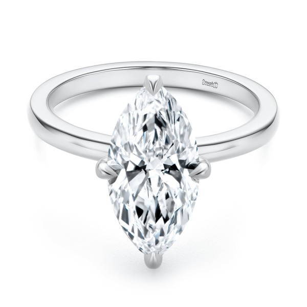 18k White Gold 18k White Gold Marquise And Hidden Halo Diamond Engagement Ring - Flat View -  108245 - Thumbnail