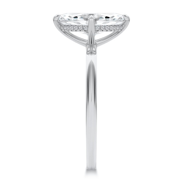 18k White Gold 18k White Gold Marquise And Hidden Halo Diamond Engagement Ring - Side View -  108245 - Thumbnail