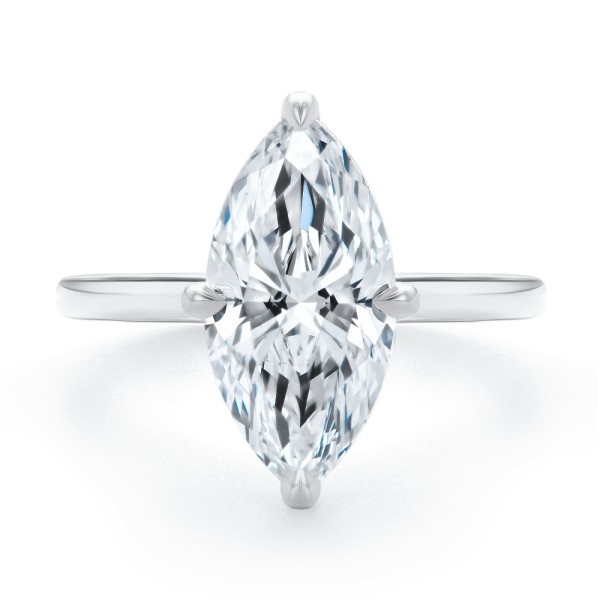 18k White Gold 18k White Gold Marquise And Hidden Halo Diamond Engagement Ring - Top View -  108245 - Thumbnail