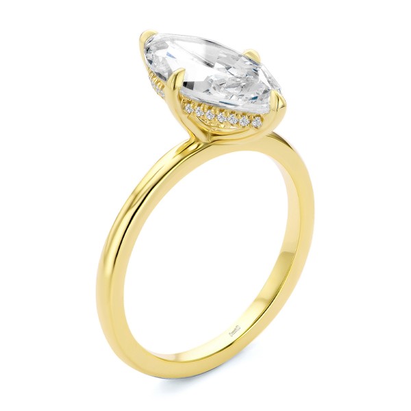 Marquise and Hidden Halo Diamond Engagement Ring - Image