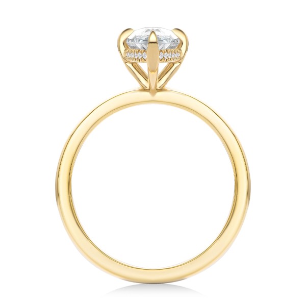 14k Yellow Gold Marquise And Hidden Halo Diamond Engagement Ring - Front View -  108245 - Thumbnail