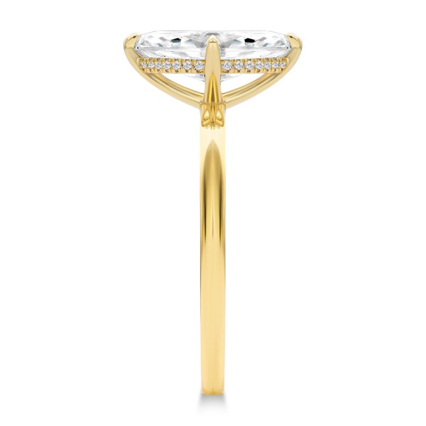 14k Yellow Gold Marquise And Hidden Halo Diamond Engagement Ring - Side View -  108245 - Thumbnail