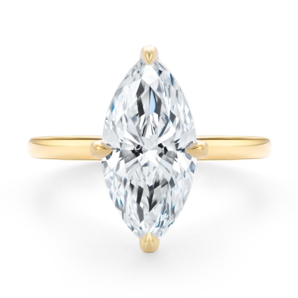 14k Yellow Gold Marquise And Hidden Halo Diamond Engagement Ring - Top View -  108245 - Thumbnail