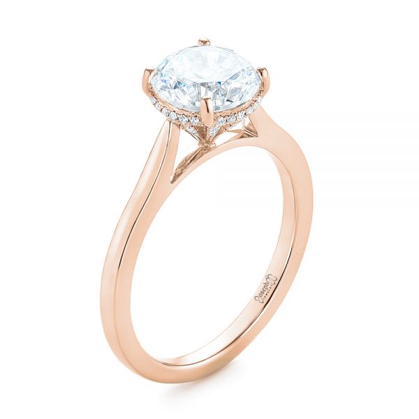 14k Rose Gold 14k Rose Gold Micro Pave Diamond Engagement Ring - Three-Quarter View -  104125