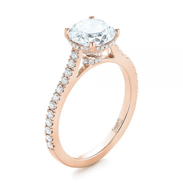 14k Rose Gold 14k Rose Gold Micro Pave Diamond Engagement Ring - Three-Quarter View -  104175