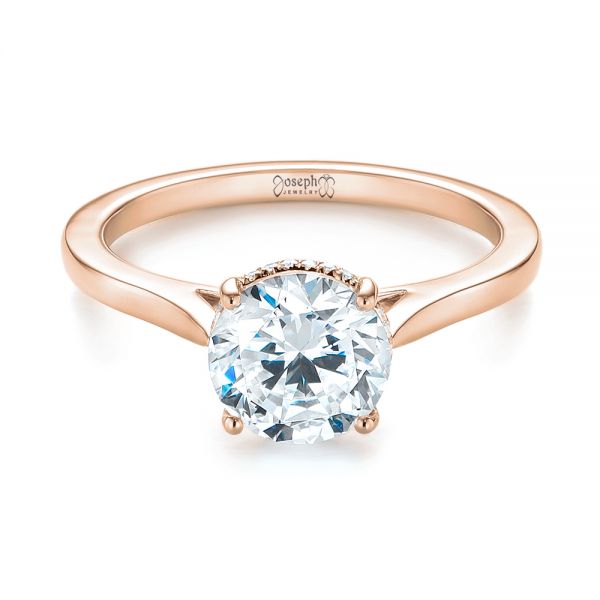 18k Rose Gold 18k Rose Gold Micro Pave Diamond Engagement Ring - Flat View - 104125