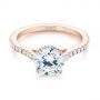 14k Rose Gold 14k Rose Gold Micro Pave Diamond Engagement Ring - Flat View -  104175 - Thumbnail