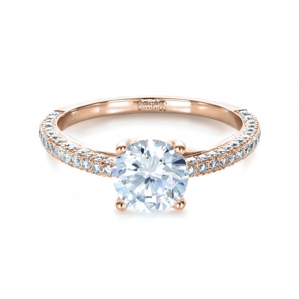 14k Rose Gold 14k Rose Gold Micro-pave Diamond Engagement Ring - Flat View -  1379