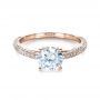 18k Rose Gold 18k Rose Gold Micro-pave Diamond Engagement Ring - Flat View -  1379 - Thumbnail