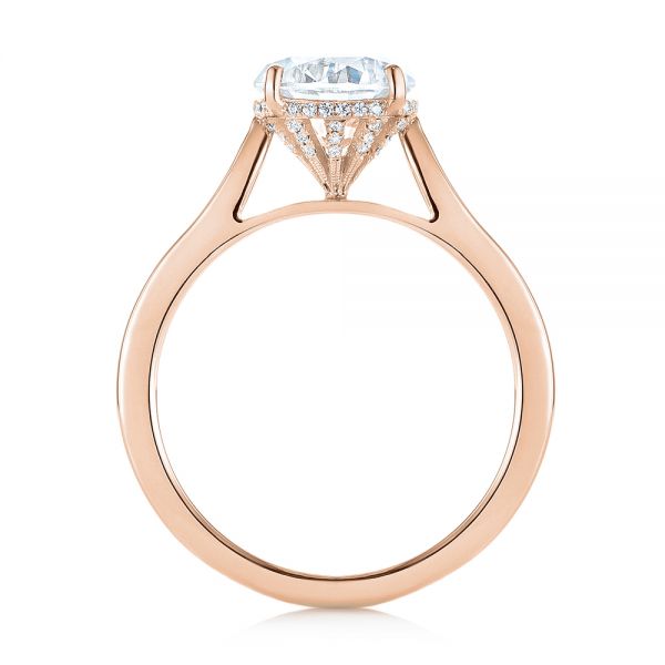 18k Rose Gold 18k Rose Gold Micro Pave Diamond Engagement Ring - Front View - 104125