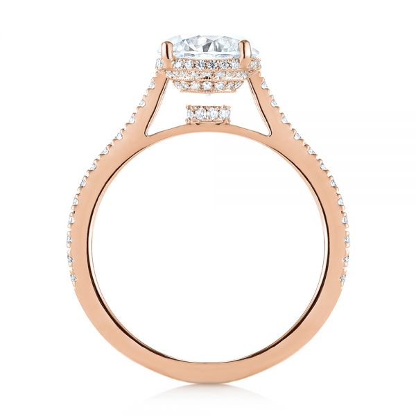 18k Rose Gold 18k Rose Gold Micro Pave Diamond Engagement Ring - Front View -  104175