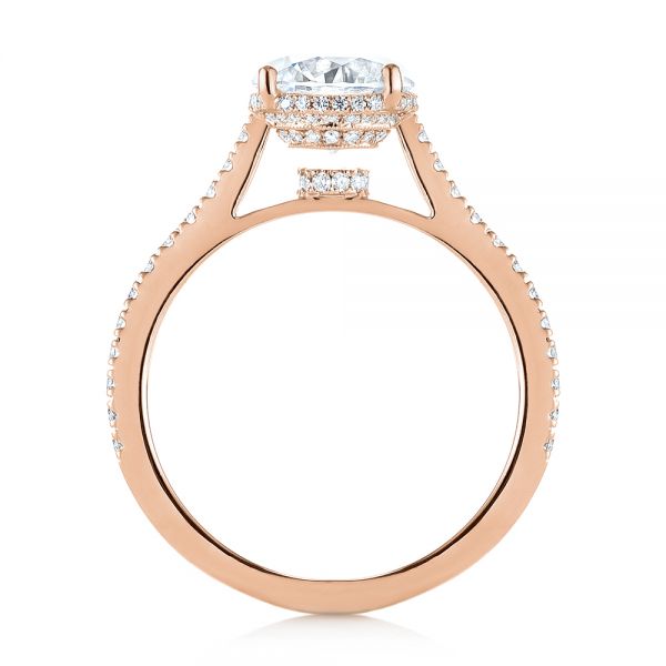 18k Rose Gold 18k Rose Gold Micro Pave Diamond Engagement Ring - Front View - 104175