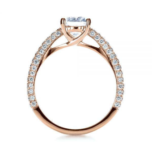 18k Rose Gold 18k Rose Gold Micro-pave Diamond Engagement Ring - Front View -  1379