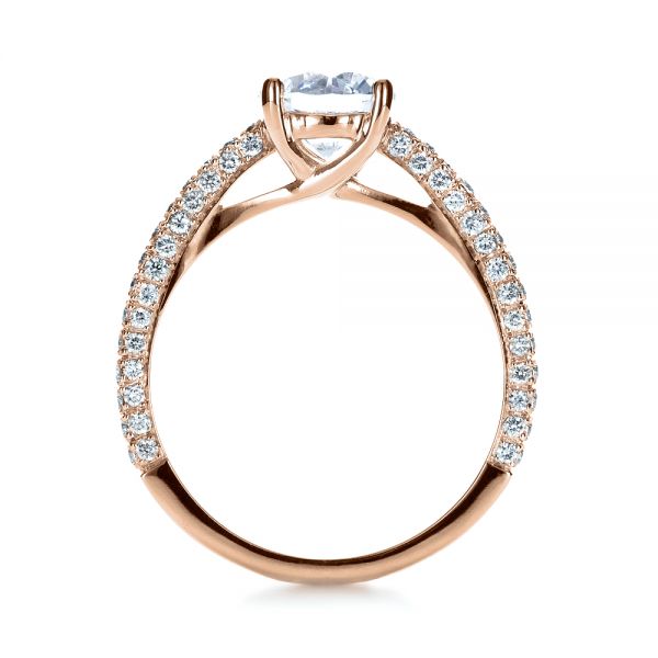 18k Rose Gold 18k Rose Gold Micro-pave Diamond Engagement Ring - Front View - 1379
