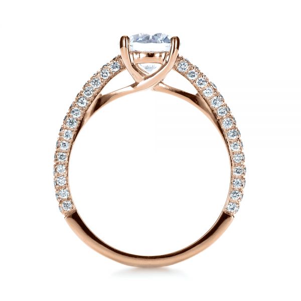 Women's 18 K Rose Gold Micro-Inlaid Square Diamond Ring Set