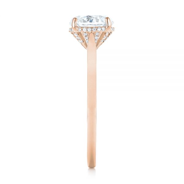 18k Rose Gold 18k Rose Gold Micro Pave Diamond Engagement Ring - Side View - 104125