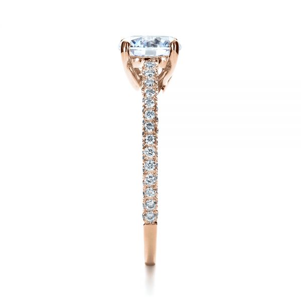 14k Rose Gold 14k Rose Gold Micro-pave Diamond Engagement Ring - Side View -  1379