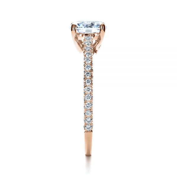 18k Rose Gold 18k Rose Gold Micro-pave Diamond Engagement Ring - Side View - 1379