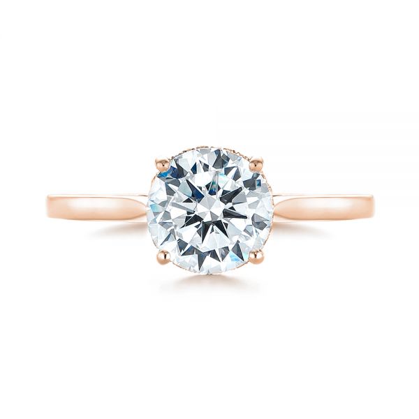 18k Rose Gold 18k Rose Gold Micro Pave Diamond Engagement Ring - Top View - 104125