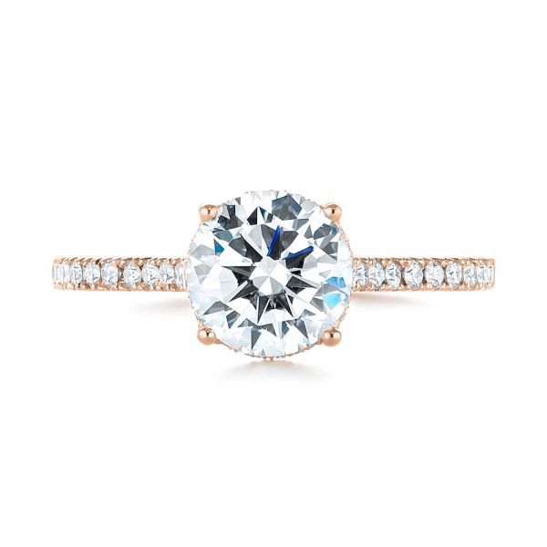 14k Rose Gold 14k Rose Gold Micro Pave Diamond Engagement Ring - Top View -  104175