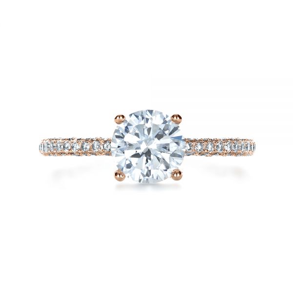 14k Rose Gold 14k Rose Gold Micro-pave Diamond Engagement Ring - Top View -  1379