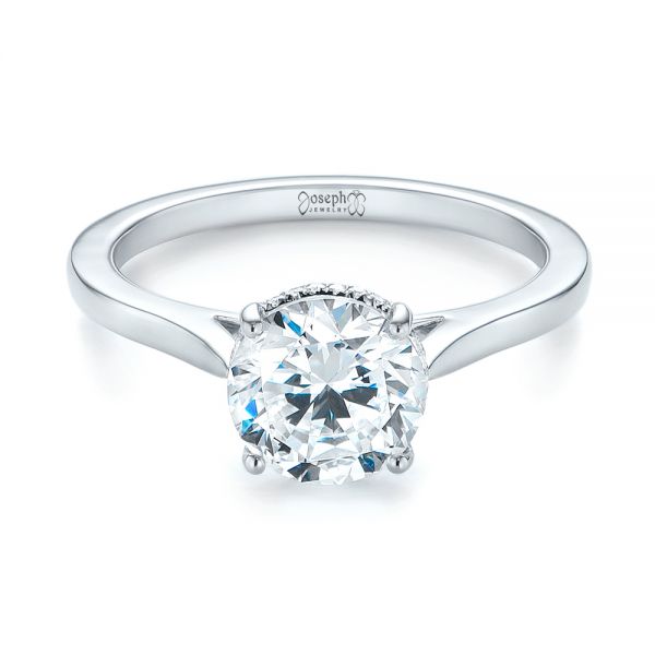 18k White Gold Micro Pave Diamond Engagement Ring - Flat View -  104125