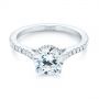 18k White Gold Micro Pave Diamond Engagement Ring - Flat View -  104175 - Thumbnail