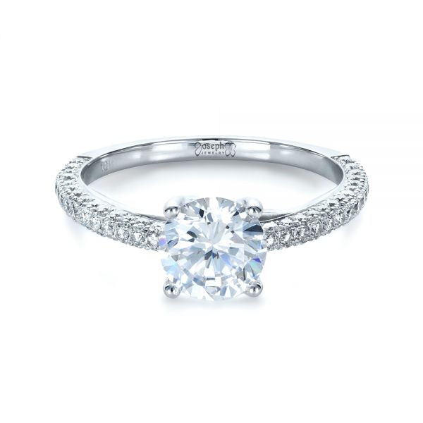 Platinum Micro-pave Diamond Engagement Ring - Flat View - 1379