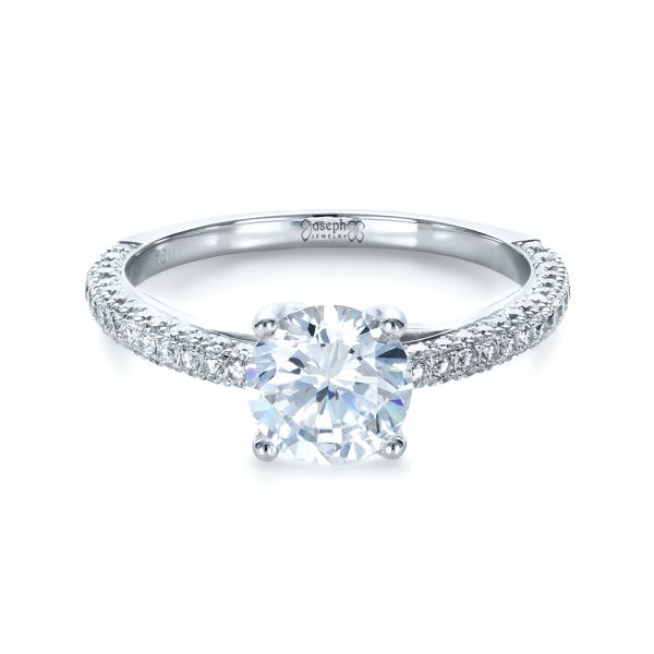  Platinum Micro-pave Diamond Engagement Ring - Flat View -  1379