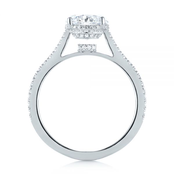 18k White Gold Micro Pave Diamond Engagement Ring - Front View -  104175