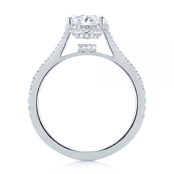 18k White Gold Micro Pave Diamond Engagement Ring - Front View - 104175
