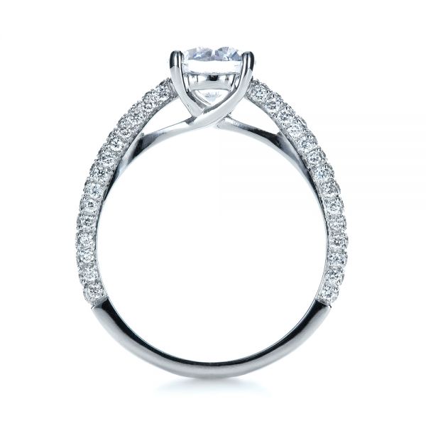 Platinum Micro-pave Diamond Engagement Ring - Front View - 1379