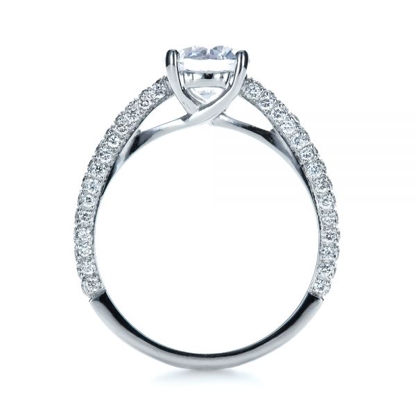  Platinum Micro-pave Diamond Engagement Ring - Front View -  1379