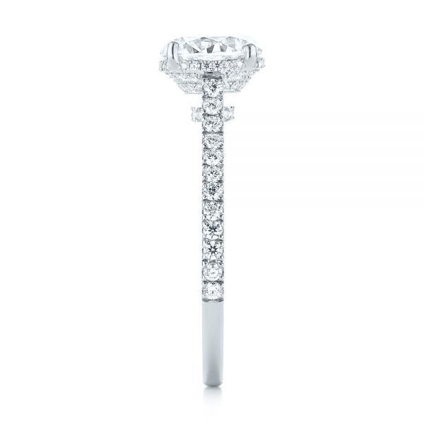 18k White Gold Micro Pave Diamond Engagement Ring - Side View - 104175