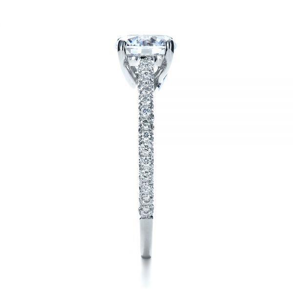 Platinum Micro-pave Diamond Engagement Ring - Side View - 1379