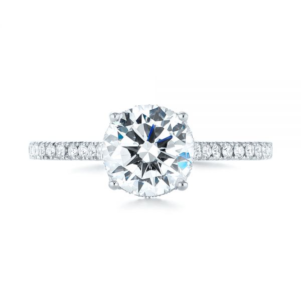 18k White Gold Micro Pave Diamond Engagement Ring - Top View - 104175