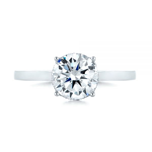  Platinum Platinum Micro Pave Diamond Engagement Ring - Top View -  104178