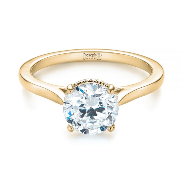 18k Yellow Gold 18k Yellow Gold Micro Pave Diamond Engagement Ring - Flat View - 104125