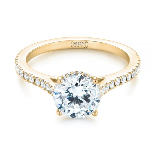 14k Yellow Gold 14k Yellow Gold Micro Pave Diamond Engagement Ring - Flat View - 104175