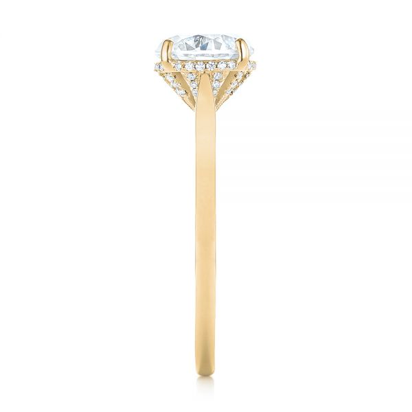 18k Yellow Gold 18k Yellow Gold Micro Pave Diamond Engagement Ring - Side View - 104125