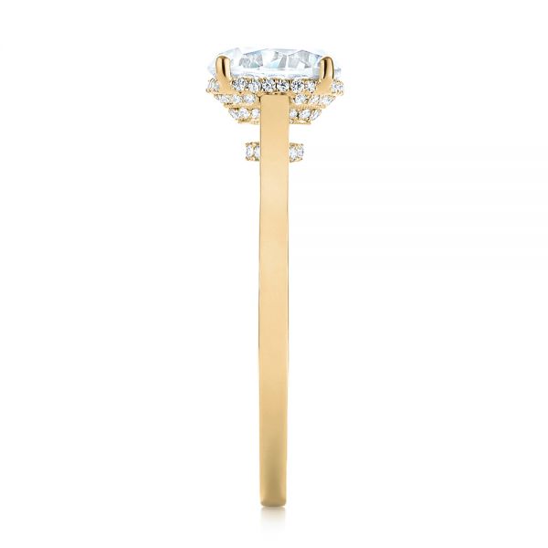18k Yellow Gold 18k Yellow Gold Micro Pave Diamond Engagement Ring - Side View -  104178