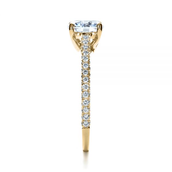 18k Yellow Gold 18k Yellow Gold Micro-pave Diamond Engagement Ring - Side View -  1379
