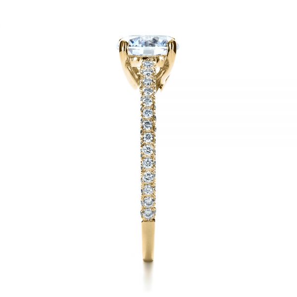 18k Yellow Gold 18k Yellow Gold Micro-pave Diamond Engagement Ring - Side View - 1379