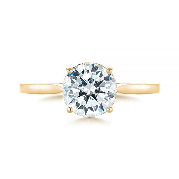 18k Yellow Gold 18k Yellow Gold Micro Pave Diamond Engagement Ring - Top View - 104125