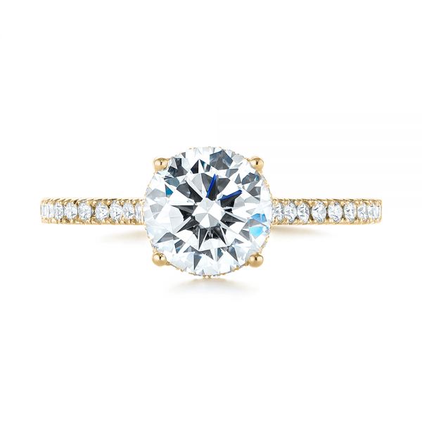 14k Yellow Gold 14k Yellow Gold Micro Pave Diamond Engagement Ring - Top View - 104175