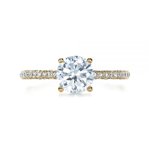 18k Yellow Gold 18k Yellow Gold Micro-pave Diamond Engagement Ring - Top View - 1379