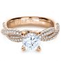 18k Rose Gold 18k Rose Gold Micro-pave Diamond Twisted Shank Engagement Ring - Vanna K - Flat View -  1262 - Thumbnail